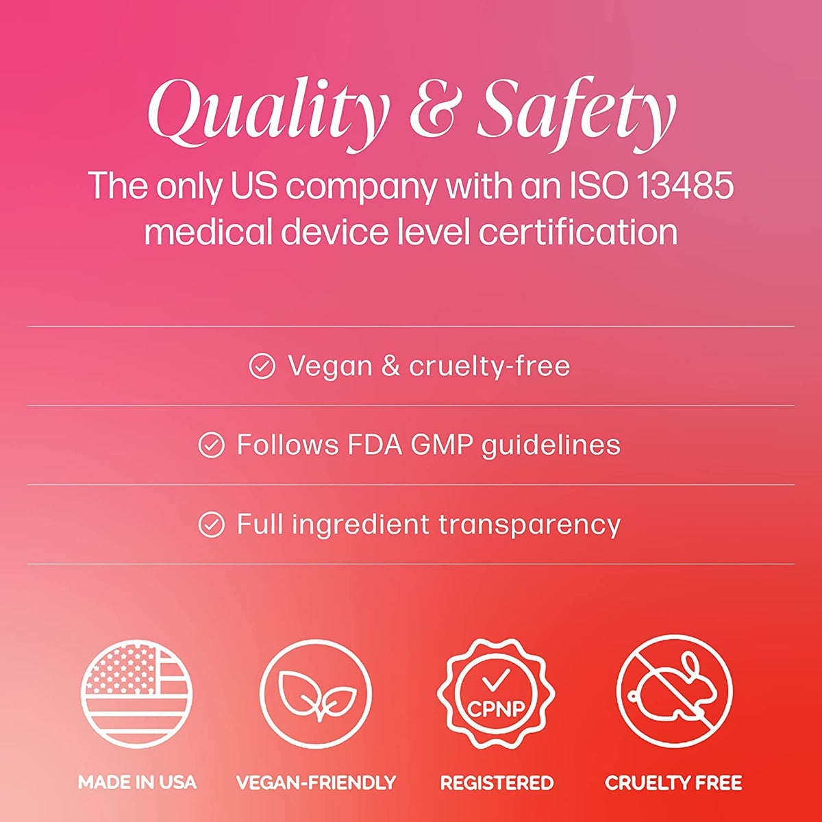 Perma Blend label close-up with certifications showing vegan and safety benefit
