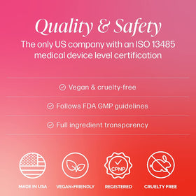 Perma Blend label close-up with certifications showing vegan and safety benefit