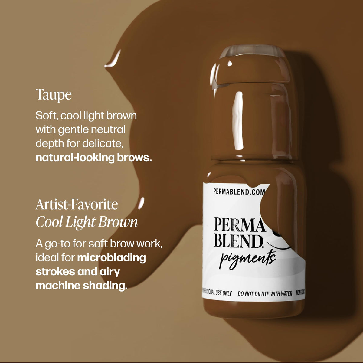 Perma Blend Taupe pigment texture in dish showing smooth consistency benefit