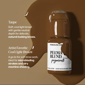 Perma Blend Taupe pigment texture in dish showing smooth consistency benefit