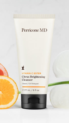 Perricone MD cleanser in bathroom setting demonstrating daily routine benefit