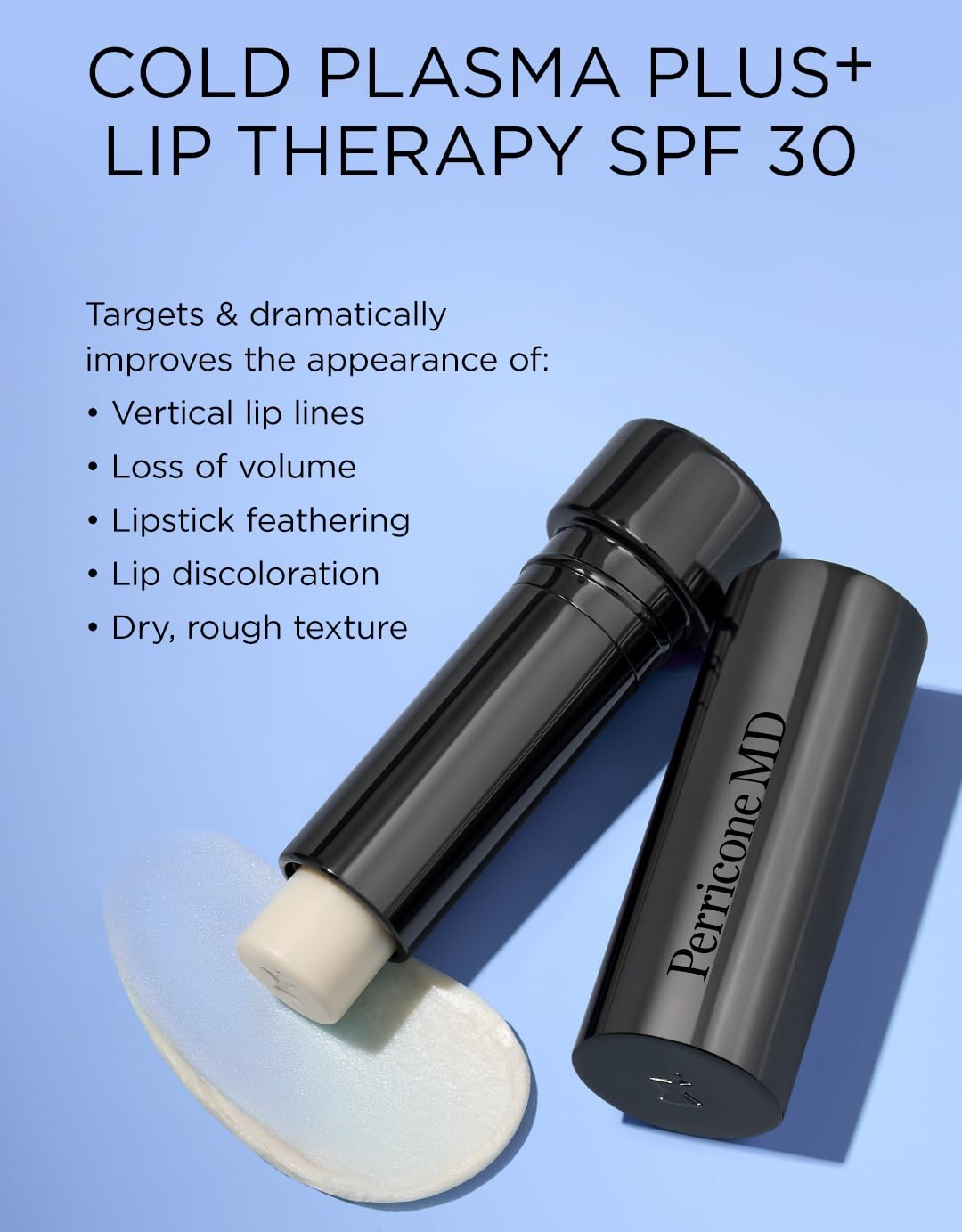 Perricone MD balm applied on lips showing natural color enhancement and protection