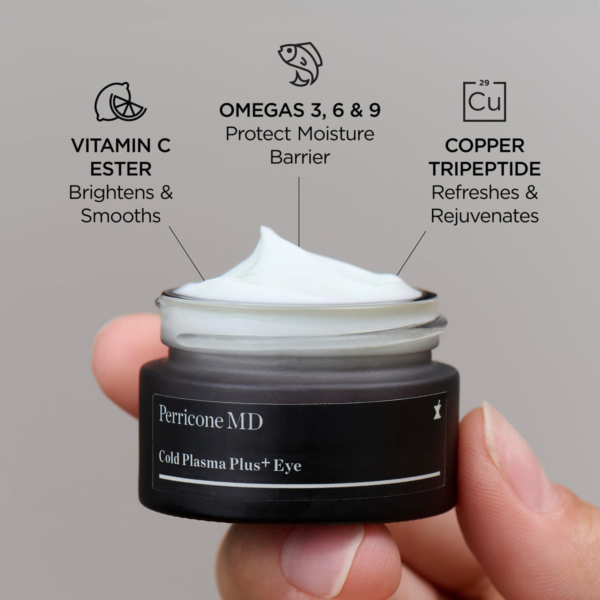 Perricone MD ingredient visual featuring vitamin C and peptides for brightening