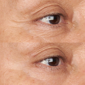 Perricone MD eye cream texture close-up on fingertip, shows hydrating, fast-absorbing finish