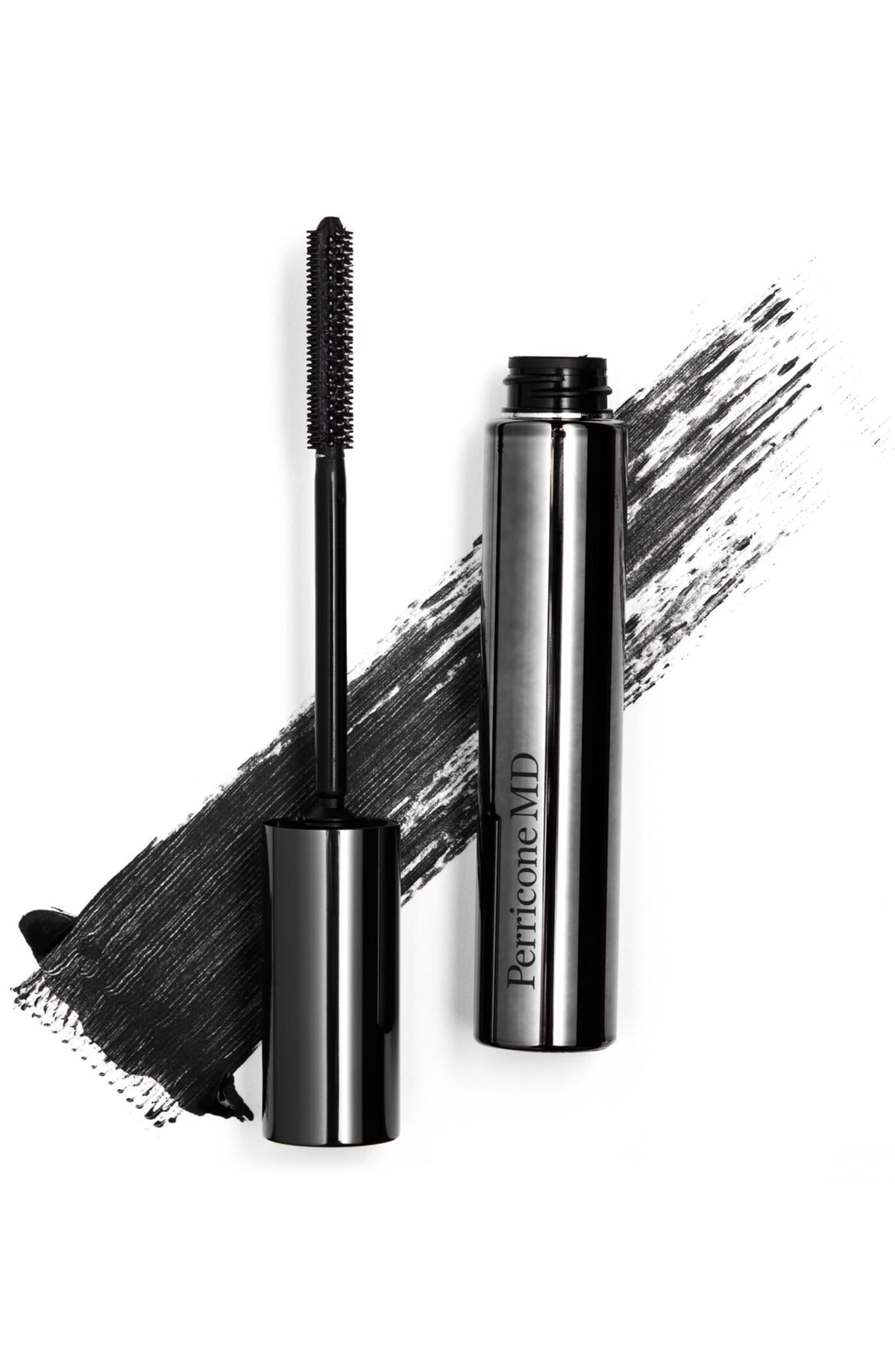 Perricone MD mascara applied on model lashes for lifted, conditioned look