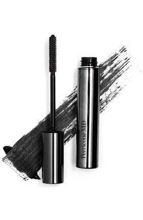 Perricone MD mascara applied on model lashes for lifted, conditioned look