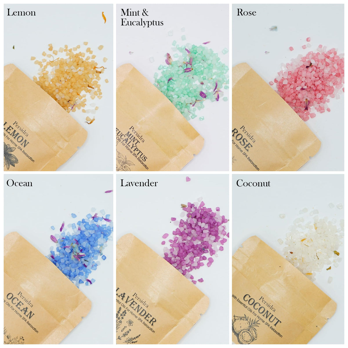 Persidra salt crystals texture close-up, mineral-rich formula visible and tactile