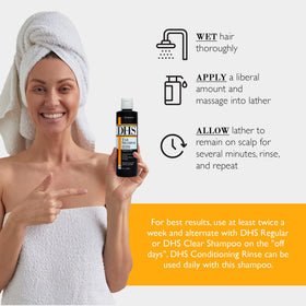 Person & Covey DHS Tar Shampoo back label displaying directions and ingredient information for safe use