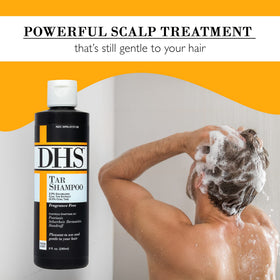 Person & Covey DHS Tar Shampoo texture close-up demonstrating smooth pourability for easy application