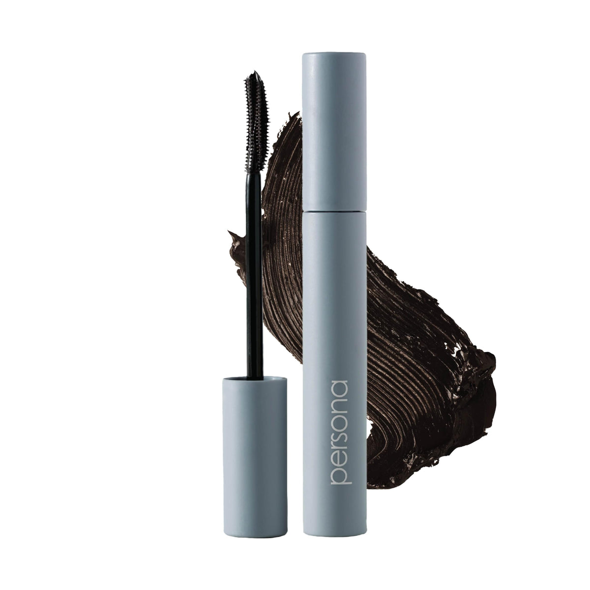 PERSONA mascara front packaging showing sleek tube and black shade