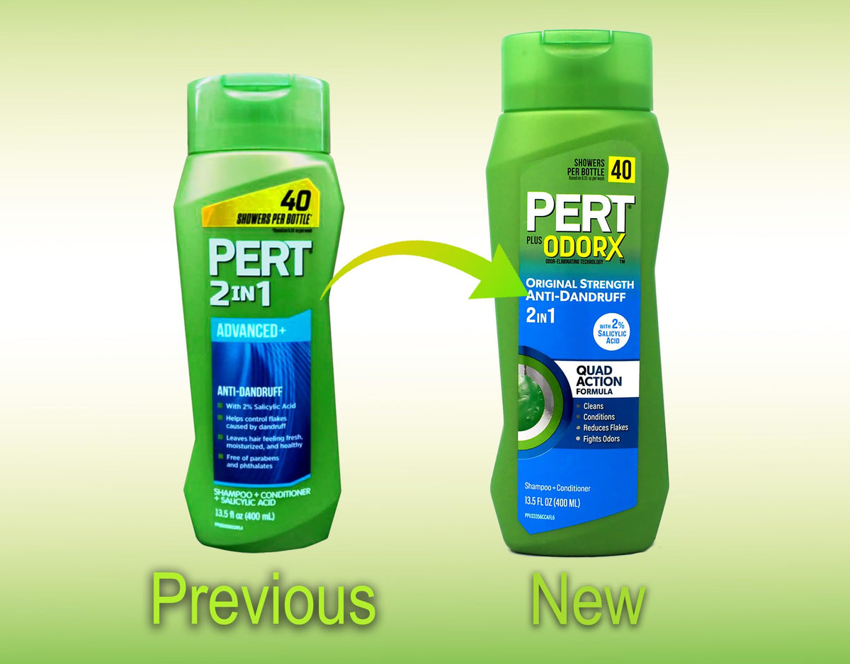 Pert back label directions highlighting usage and anti-dandruff benefits