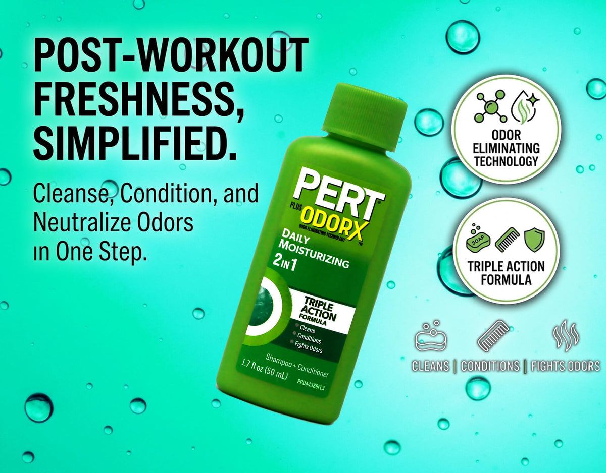 Pert bottle held in hand to show scale and travel-friendly 1.70 oz size for convenience