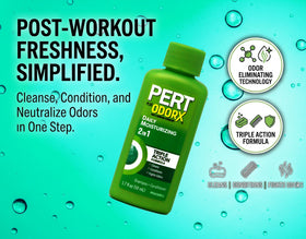 Pert bottle held in hand to show scale and travel-friendly 1.70 oz size for convenience