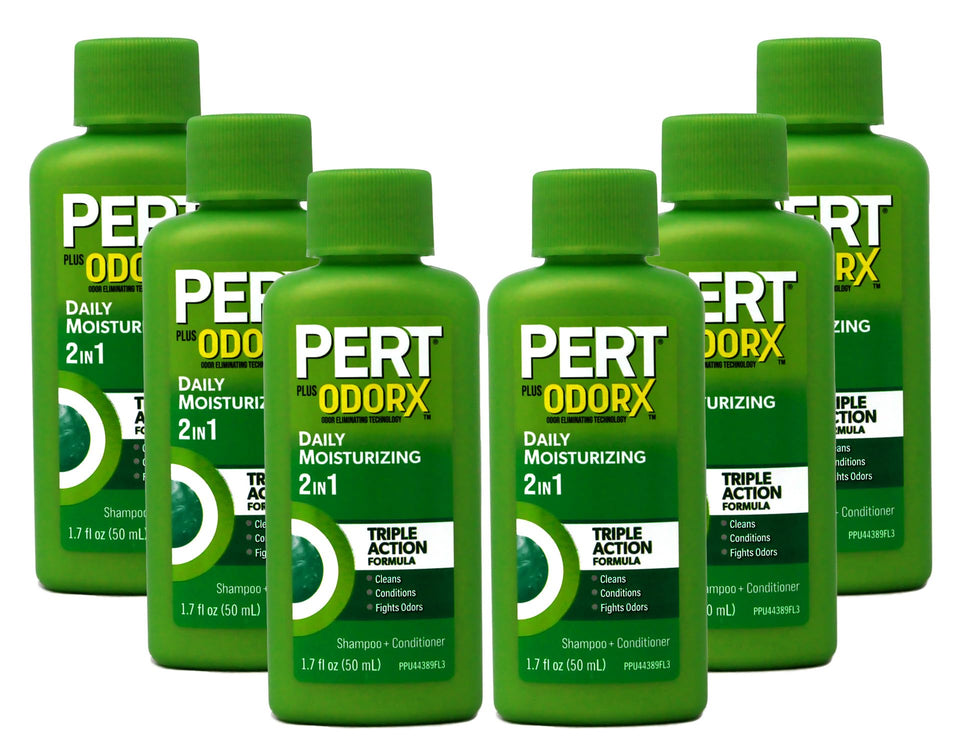 Pert front packaging showing compact 1.70 oz bottle and classic clean branding for easy travel