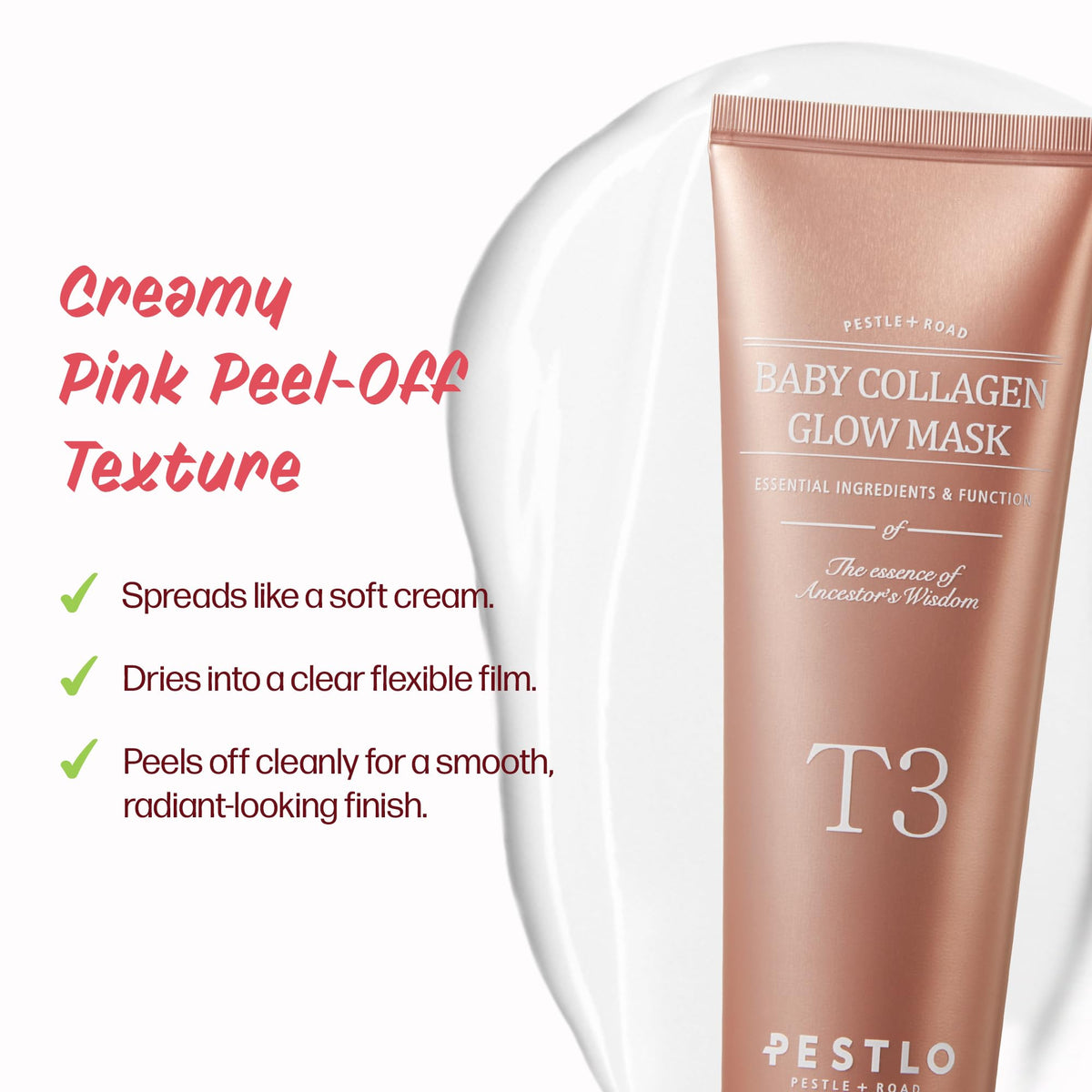 PESTLO peel-off action mid-removal revealing smoother skin benefit