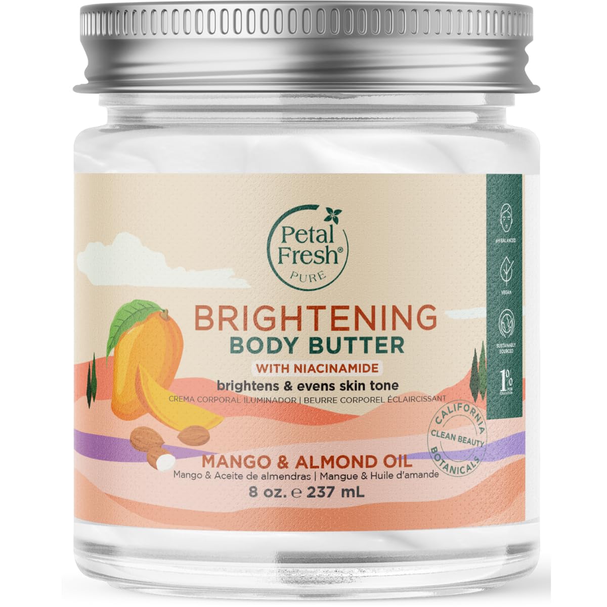 Petal Fresh front jar showing label and 8 oz size for clear product ID and benefit