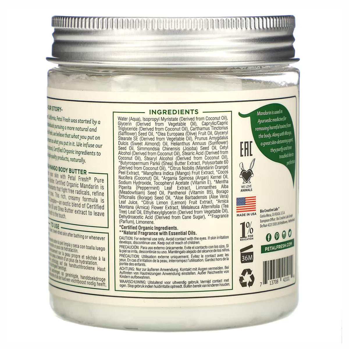 Petal Fresh open jar texture showing creamy body butter