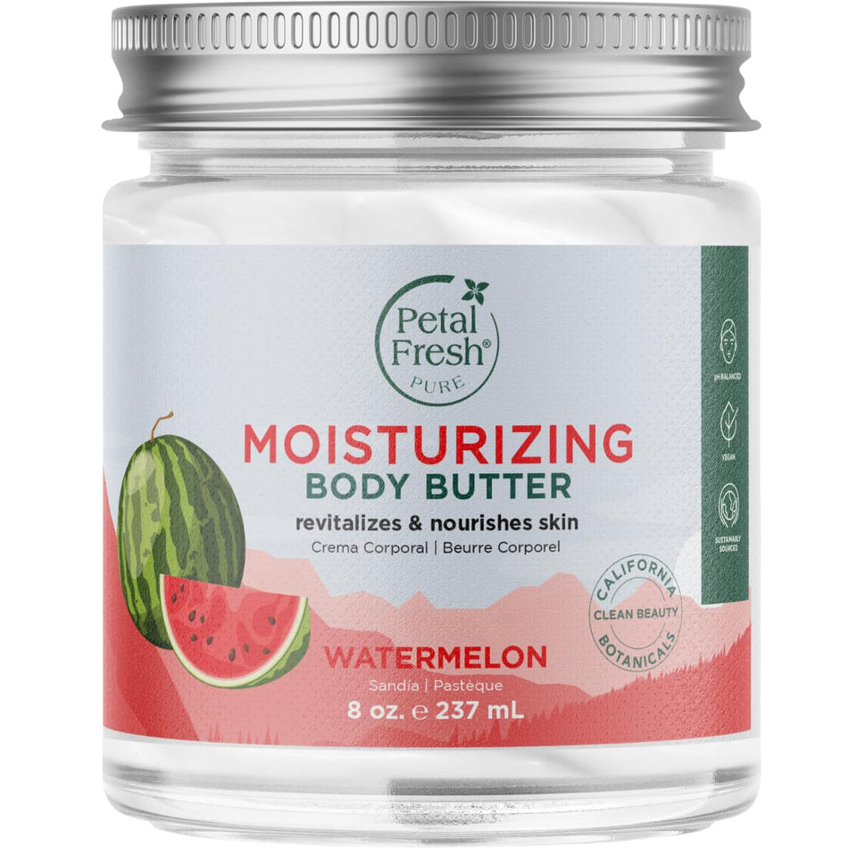 Petal Fresh jar front view showing moisturizing watermelon butter
