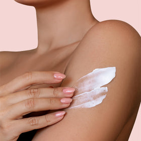 Petal Fresh applying body butter on arm for quick non-greasy hydration
