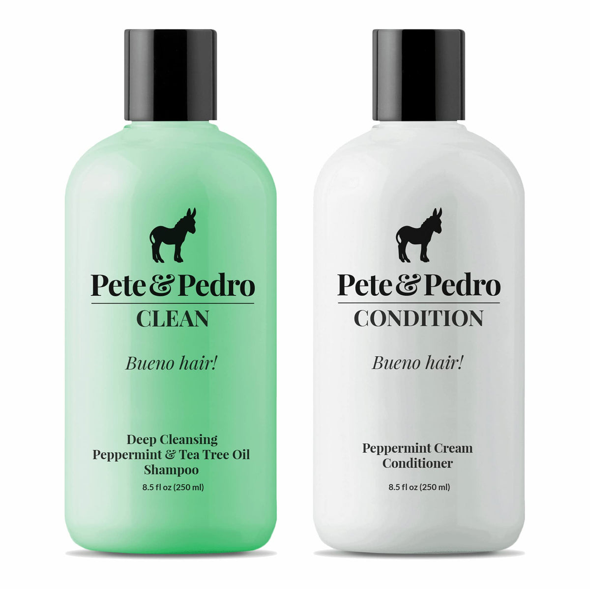 Pete & Pedro front packaging showing both bottles and clean design benefit