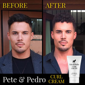 Pete & Pedro styled curls in lifestyle scene showcasing natural shine
