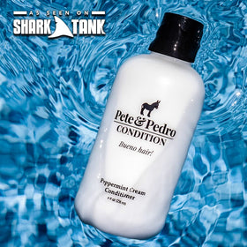 Model applying Pete & Pedro shampoo, showing invigorating scalp refresh benefit