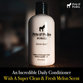 Pete & Pedro conditioner being poured demonstrating easy application