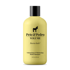 Pete & Pedro front bottle showing label and volume benefits