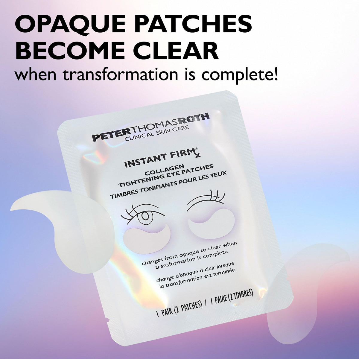 Peter Thomas Roth model applying patch under eye for instant lift
