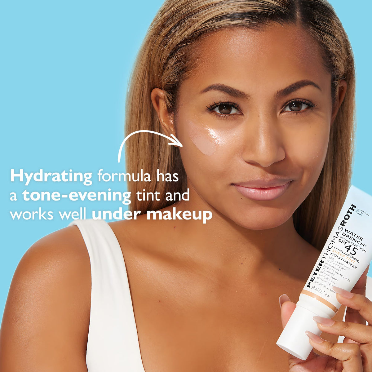 Peter Thomas Roth applying tinted moisturizer for even tone and protection