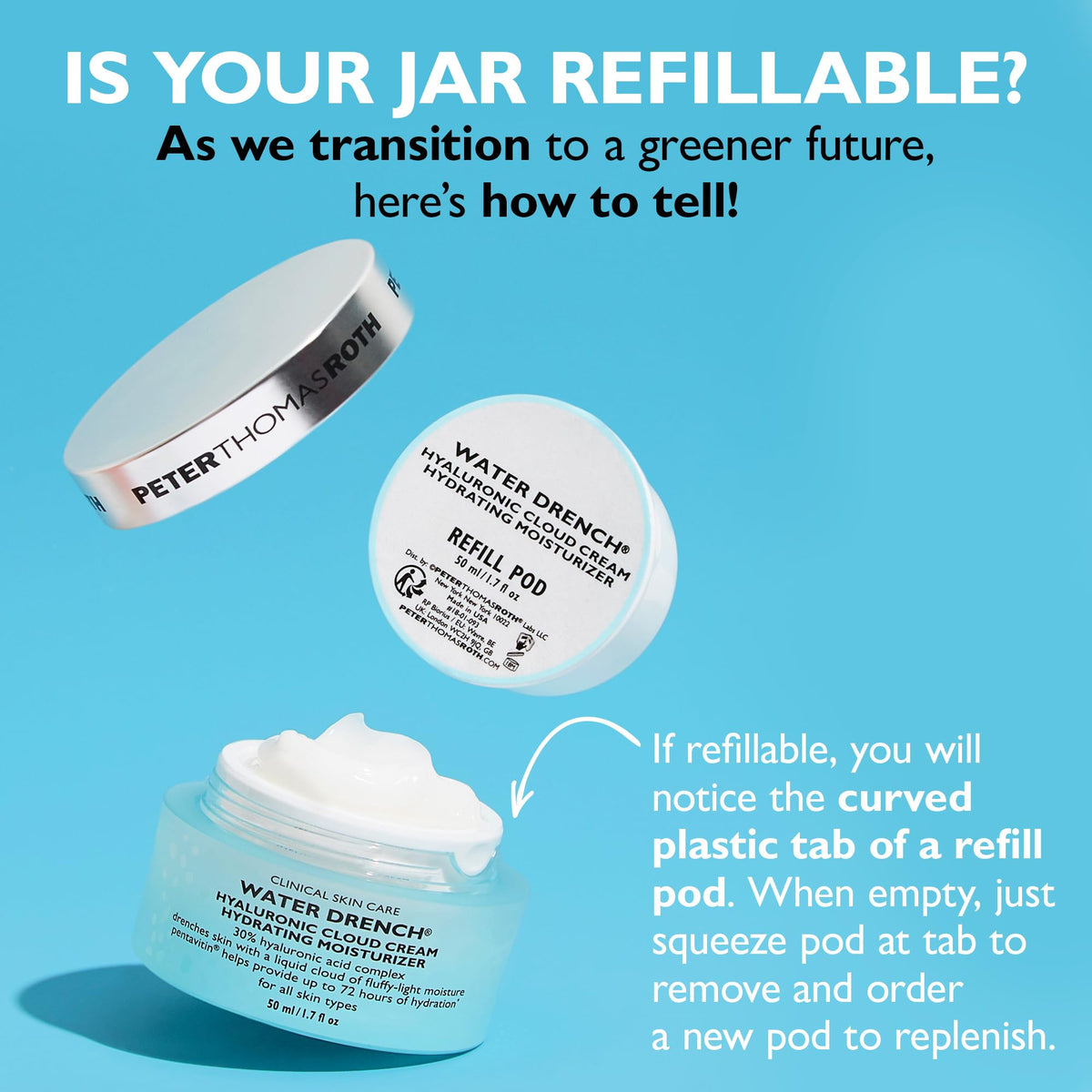 Peter Thomas Roth refill pod opened to reveal product inside for easy replacement