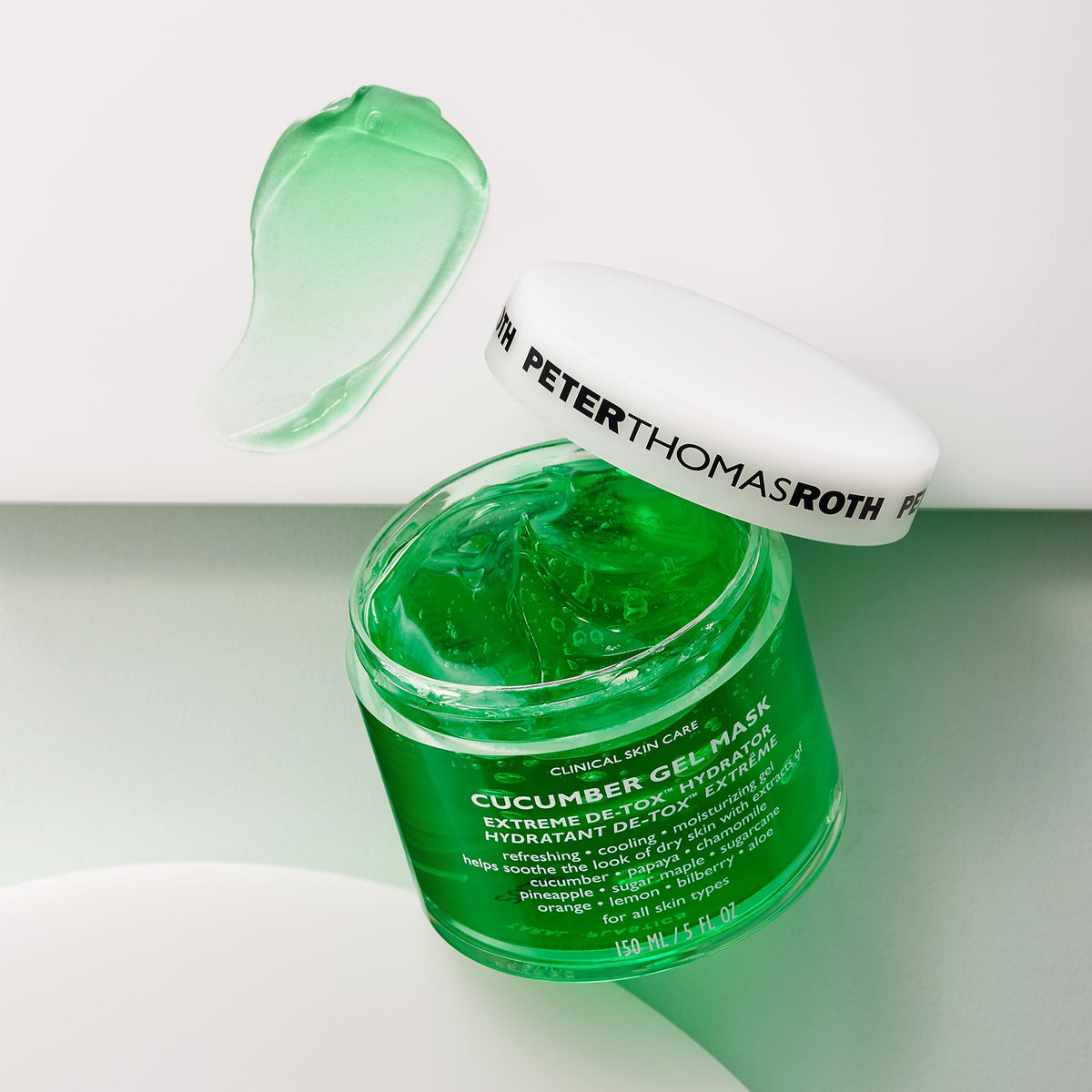 Peter Thomas Roth jar staged in bathroom conveying refreshment benefit