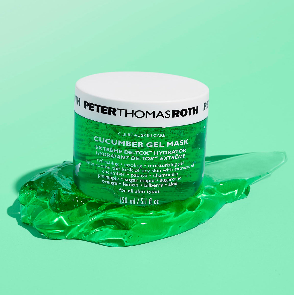 Peter Thomas Roth gel texture close-up highlighting cooling hydration