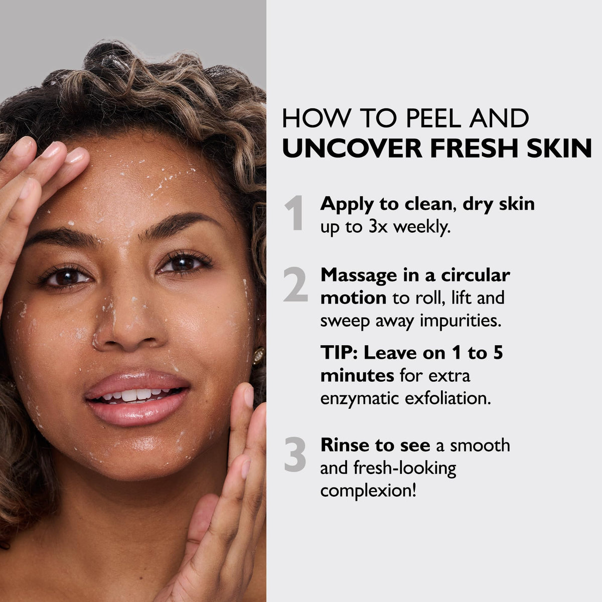 Peter Thomas Roth applied and massaged on skin demonstrating visible peeling action