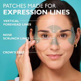 Peter Thomas Roth patch on forehead showing targeted placement for vertical lines