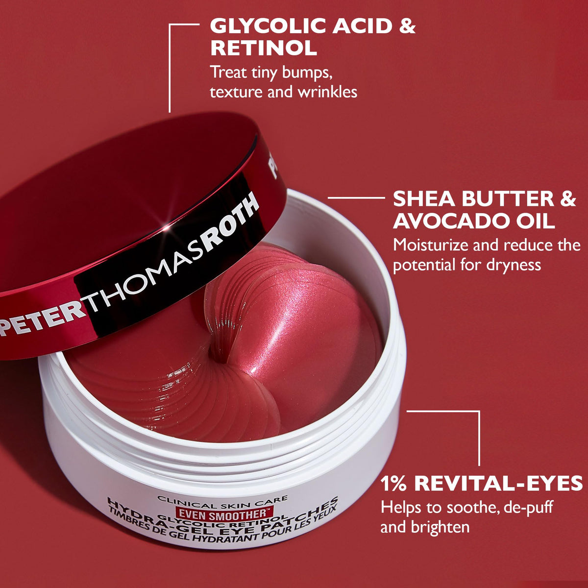 Peter Thomas Roth patch in hand demonstrating flexible hydrogel comfort