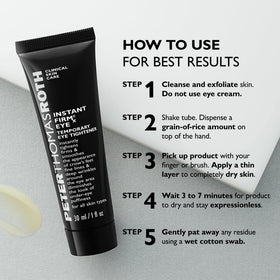 Peter Thomas Roth size scale with hand conveys compact travel-ready tube and portability