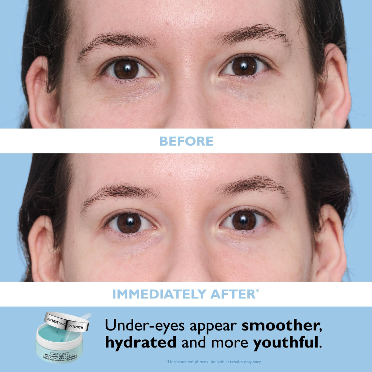 Peter Thomas Roth set styled on bathroom shelf promoting hydrated, refreshed routine