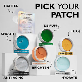 peter thomas roth lifestyle bathroom shelf staged with patches for easy routine benefit