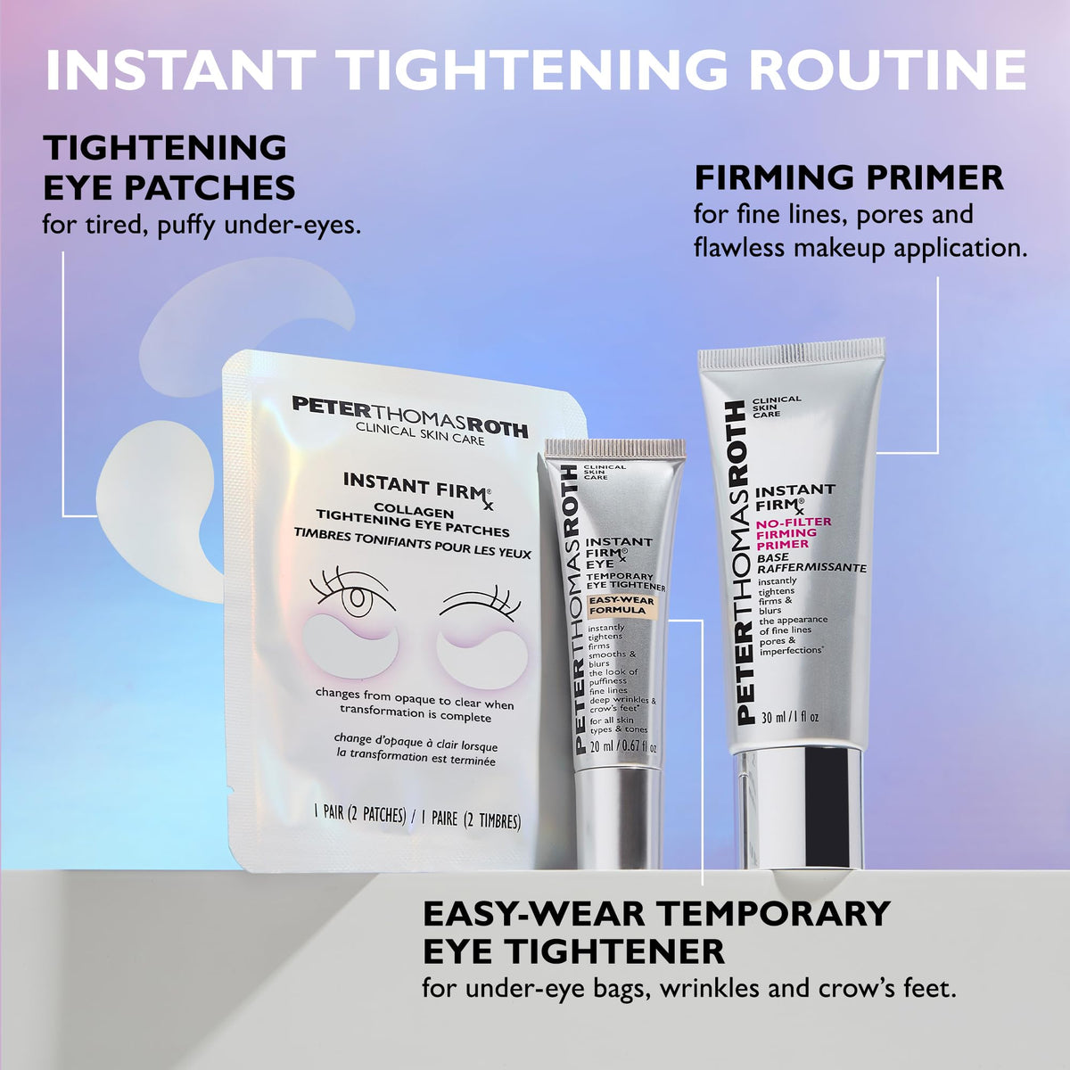 Peter Thomas Roth lifestyle shot using patches in front of mirror