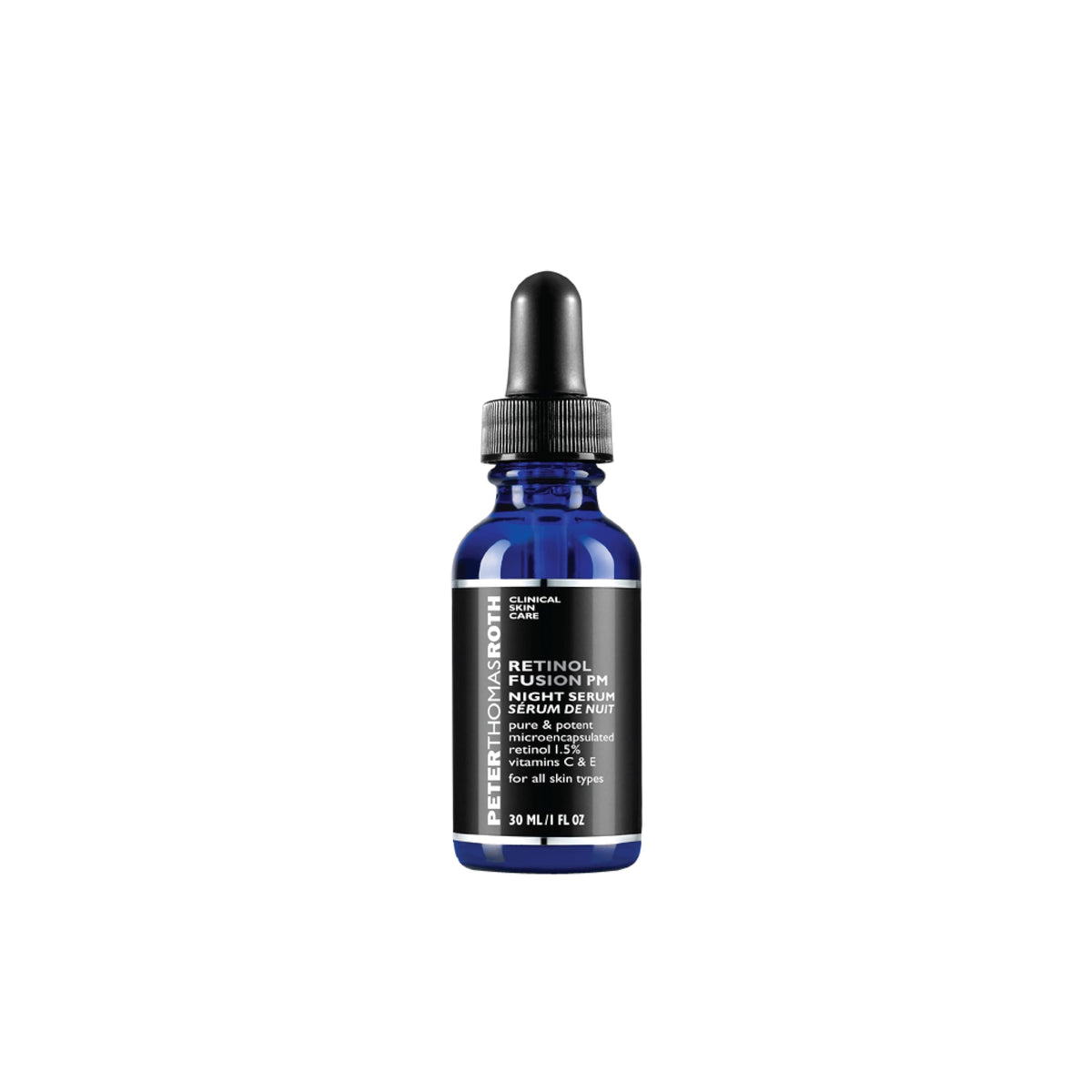 Peter Thomas Roth front packaging showing bottle and label for nighttime retinol serum benefits