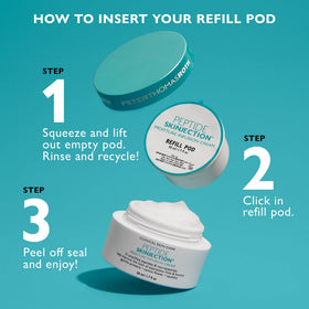 Peter Thomas Roth refill pod size shown in hand to illustrate scale
