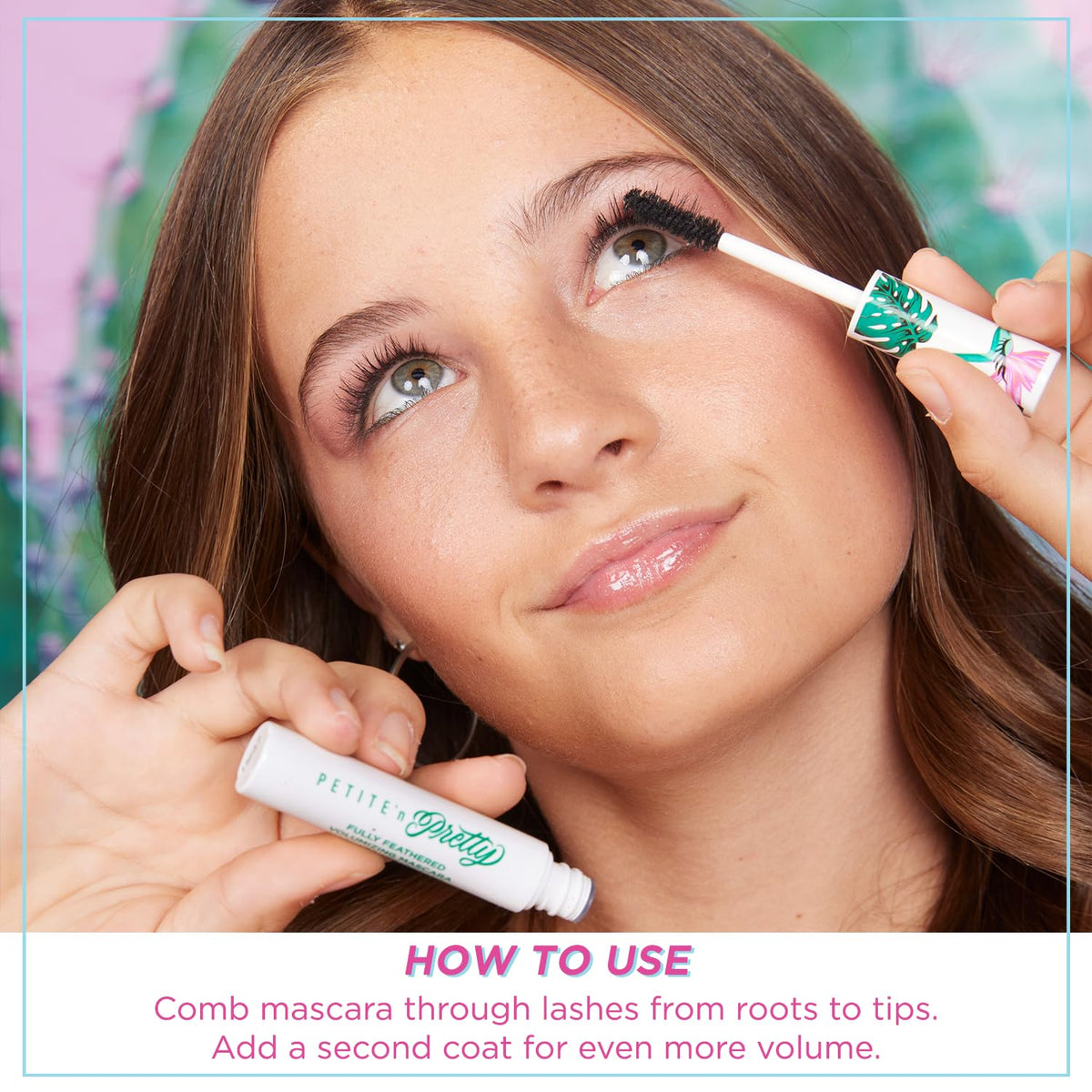 Petite 'n Pretty mascara texture swipe showing buildable, non-clumping formula