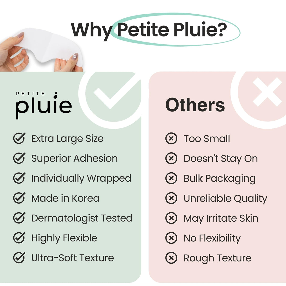 PETITE PLUIE patch close-up texture highlighting hydrogel comfort and grip