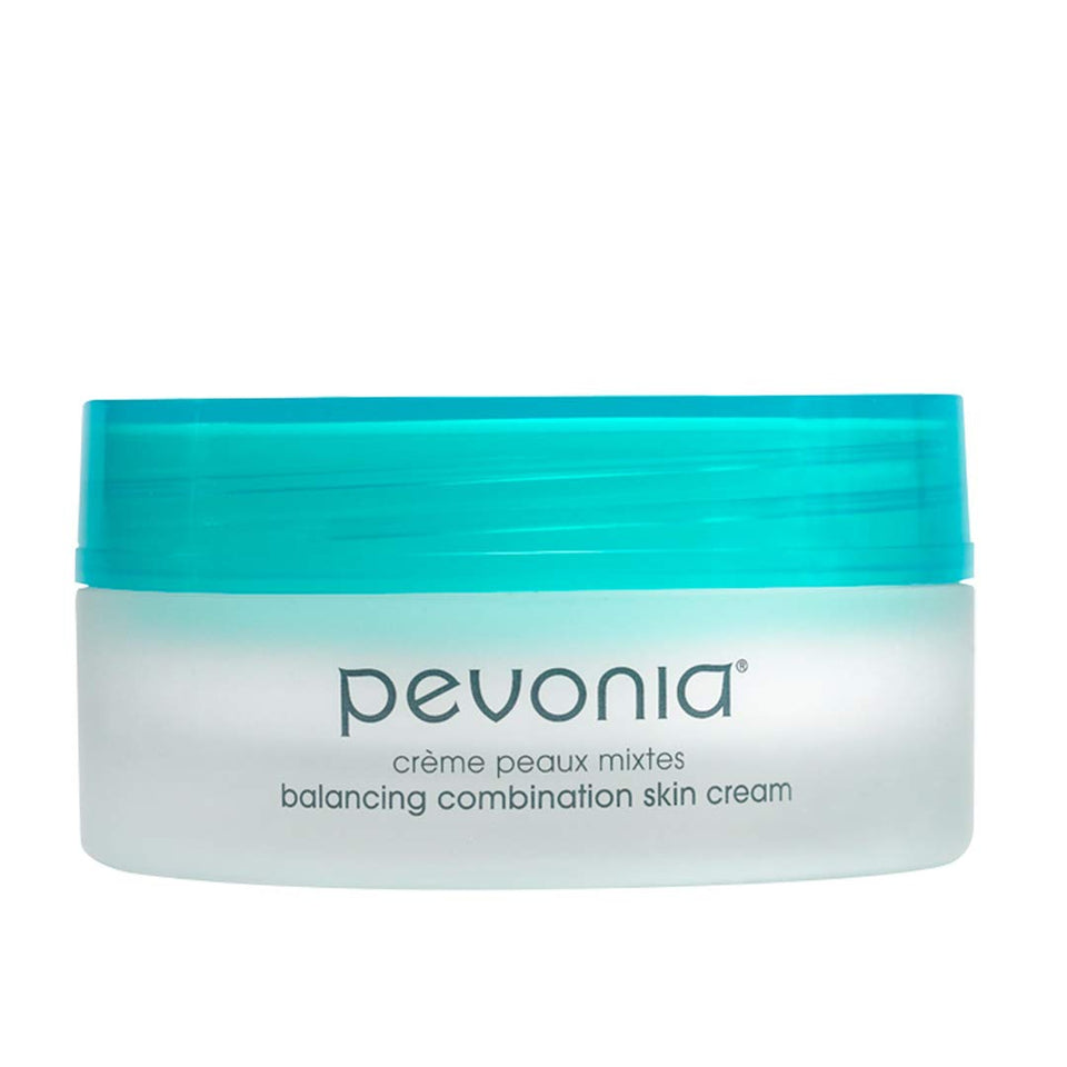 Pevonia front jar showing label and hydrated balanced-skin benefit