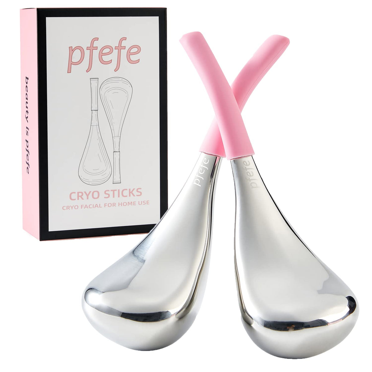 pfefe front packaging and open case showing two cryo sticks for easy storage