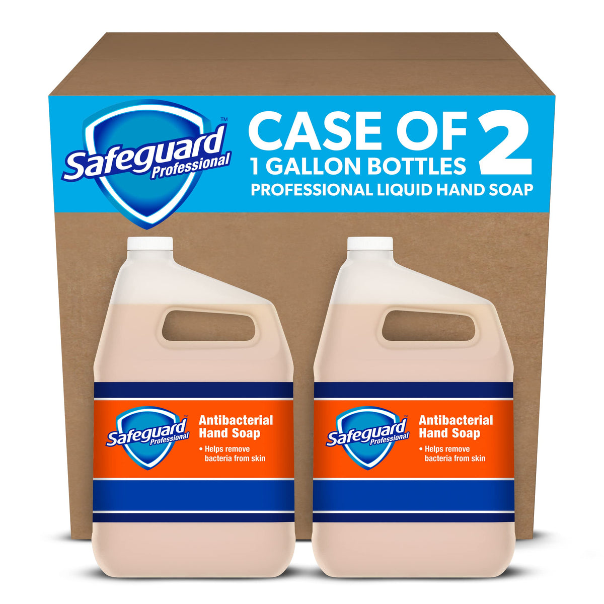 P&G PROFESSIONAL Safeguard front packaging showing case of two bottles and capacity