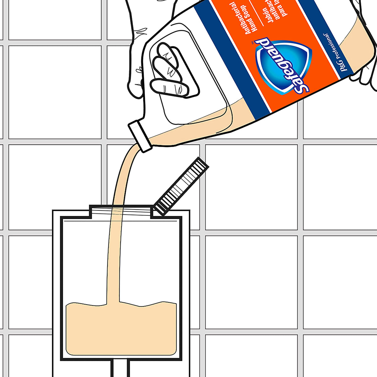 P&G PROFESSIONAL Safeguard label detail highlighting product information and directions