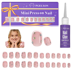 PGELXON front packaging showing the 24-piece kids nail kit benefit: organized gift-ready set