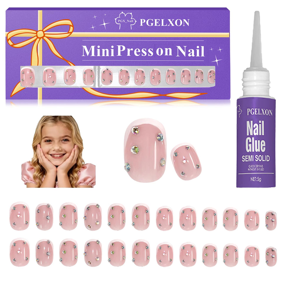PGELXON front packaging showing the 24-piece kids nail kit benefit: organized gift-ready set